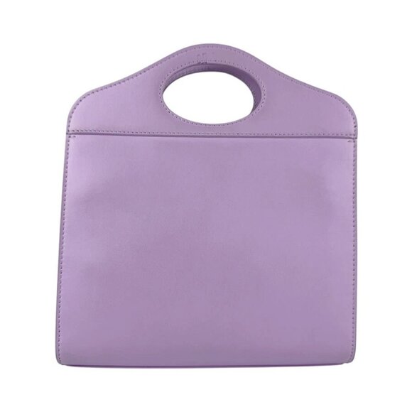 BURBERRY Handbag Shoulder Bag Purple Leather/Silvertone - Picture 3 of 13